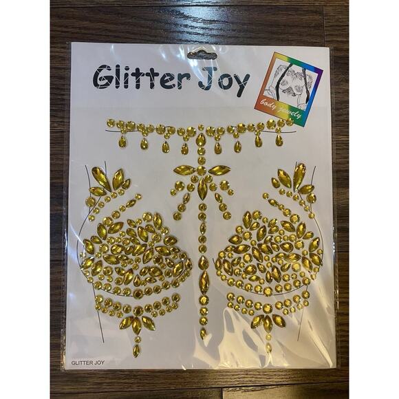 🦋B2G1🦋GLITTER JOY Golden Yellow Body Art Jem Stickers - Picture 1 of 3